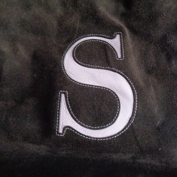 Retro Suede Handbag Tote Letter Initial "S" - Suzy Sandra Samantha Sally - Picture 4 of 6